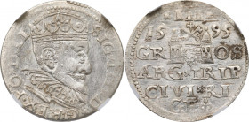 Sigismund III, 3 groschen 1595, Riga 2-MAX