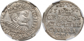 Sigismund III, 3 groschen 1595, Riga