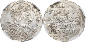 Sigismund III, 3 groschen 1595, Riga 2-MAX