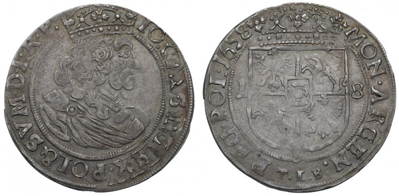 John II Casimir, 18 groschen 1658, Cracow Bardzo ładny egzemplarz. Ciekawy portr...