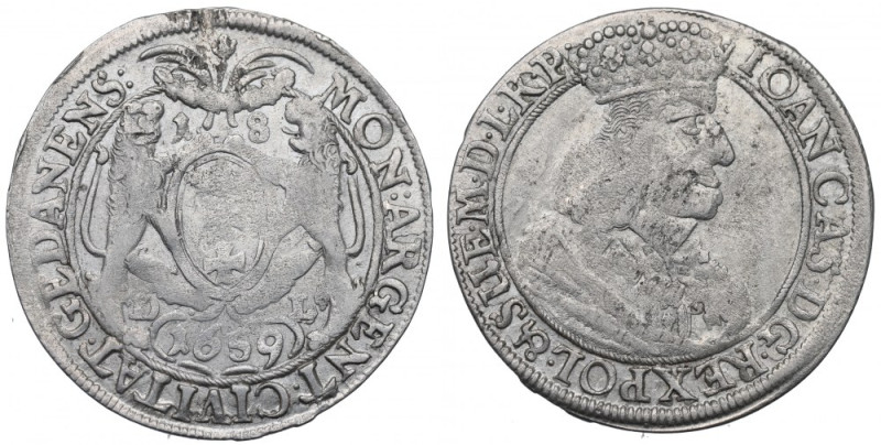 John II Casimir, 18 groschen 1659, Danzig Ładny, czytelny egzemplarz rzadszego n...