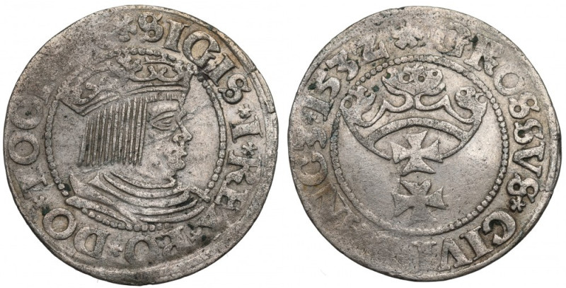 Sigismund I the Old, Groschen 1532, Danzig Ładny egzemplarz. Reference: Kopicki ...