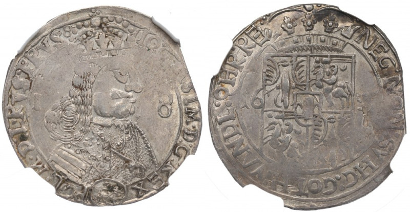 John II Casimir, 18 groschen 1656, Lviv - NGC MS62 Pięknie zachowane detale. Bar...