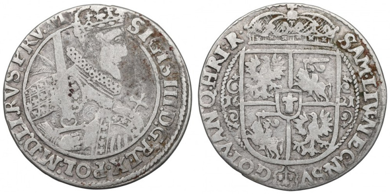 Sigismund III, 18 groschen 1621 Bromberg Ładny egzemplarz. Odmiana z końcówką le...