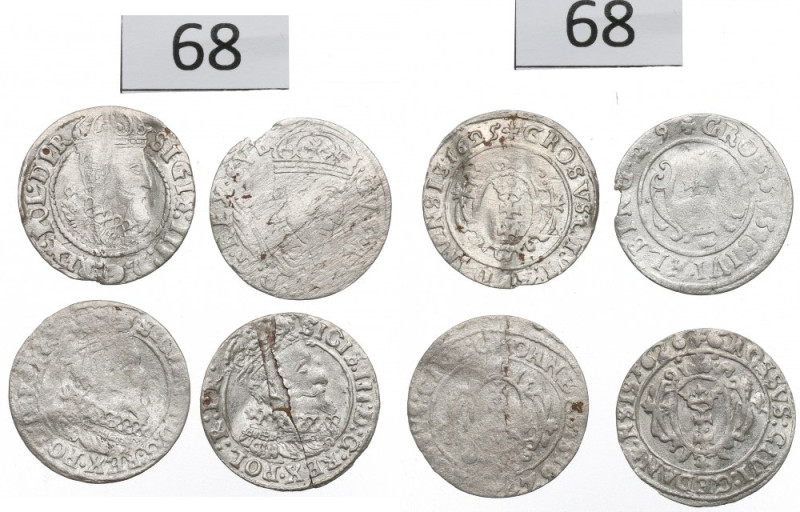 Sigismund III, Lot of groschen 1625-27, Danzig and 1629 Elbing Ładne egzemplarze...