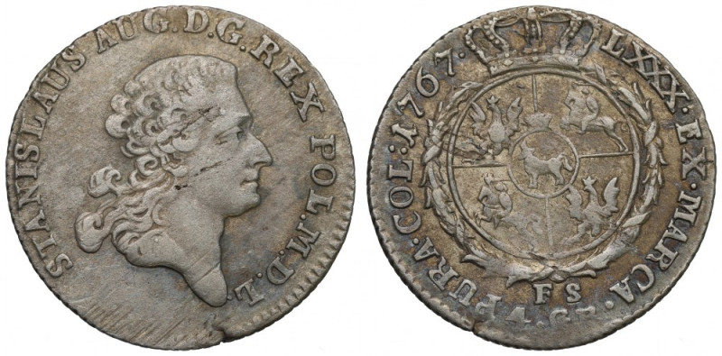 Stanislaus Augustus, 4 groschen 1767 Czytelny, obiegowy egzemplarz. Reference: P...