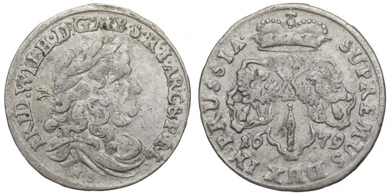 Germany, Friedrich Wilhelm, 6 groschen, 1679 HS, Konigsberg Ładnie zachowany egz...