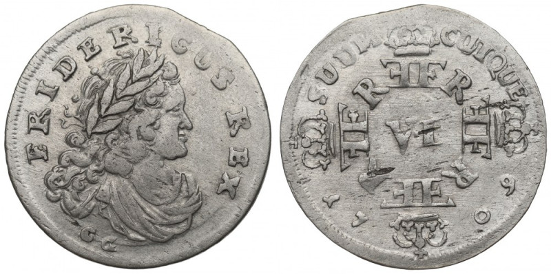Germany, Preussen, Friedrich II, 6 groschen 1709, Konigsberg Bardzo ładny egzemp...