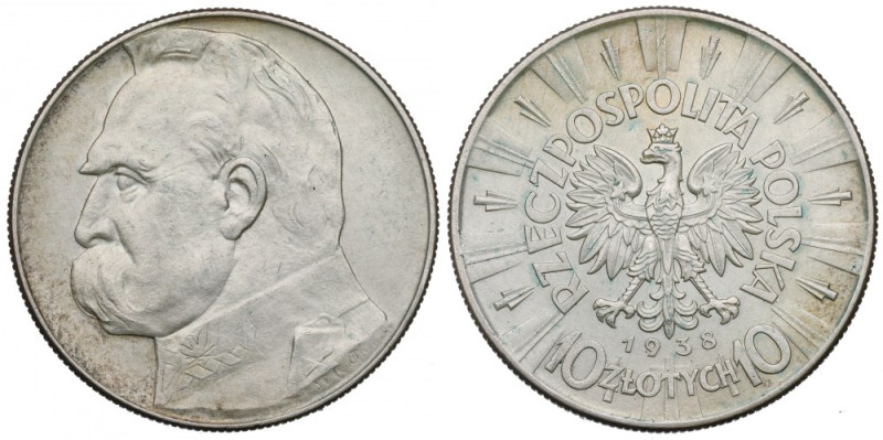 II Republic of Poland, 10 zloty 1938 Pilsudski Piękny egzemplarz z doskonale zac...