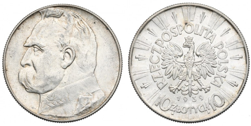 II Republic of Poland, 10 zloty 1939 Pilsudski Piękny egzemplarz. Drobne skazy. ...