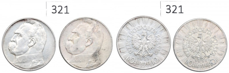 II RP, Zestaw 10 złotych 1935-37 Piłsudski Egzemplarz z 1935 roku w pięknym, nie...