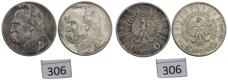 II RP, Zestaw 10 złotych 1937 Piłsudski Ładne egzemplarze z dobrze zachowanymi d...