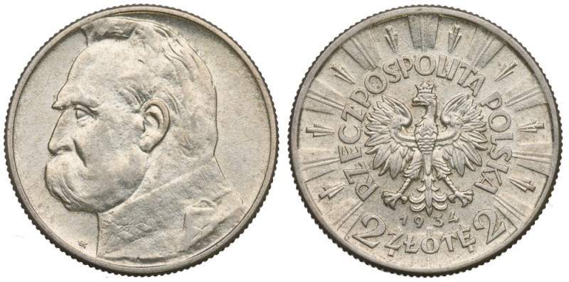 II Republic of Poland, 2 zloty 1934 Pilsudski Piękny, okołomenniczy egzemplarz z...