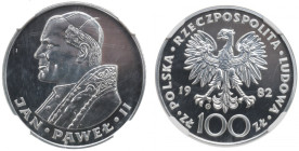 PRL, 100 złotych 1982 Jan Paweł II - Valcambi NGC MS66