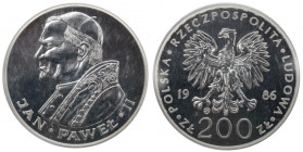 PRL, 200 złotych 1986 Jan Paweł II - Valcambi PCGS MS69 2-MAX