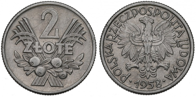 PRL, 2 złote 1958, Jagody Ładny egzemplarz. 
Grade: XF 

Polen, Poland