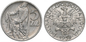 PRL, 5 złotych 1959 Rybak - słoneczko
