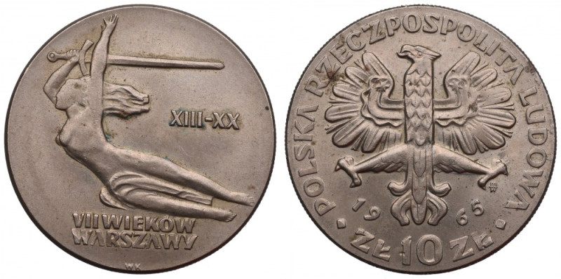 Peoples Republic of Poland, 10 zloty 1965 VII centuries of Warsaw Niemal mennicz...