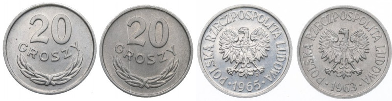 PRL, Zestaw 20 groszy 1963-65 Mennicze egzemplarze. 

Polen, Poland