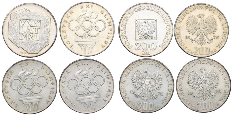 PRL, Zestaw 200 złotych 1974-76 Piękne egzemplarze. 

Polen, Poland