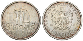 III RP, 100.000 złotych 1990 Solidarność typ B