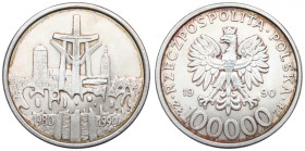 III RP, 100.000 złotych 1990 Solidarność typ B