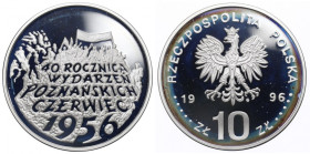 III RP, 10 złotych 1996 40 rocznica wydarzeń poznańskich czerwiec 1956