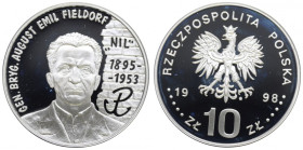 III RP, 10 złotych 1998 gen. bryg. August Emil Fieldorf Nil