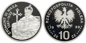 III RP, 10 złotych 1998 Zygmunt III Waza - półpostać