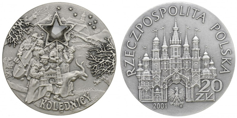 III RP, 20 złotych 2001 Kolędnicy Menniczy egzemplarz.

Grade: UNC 

Polen, ...