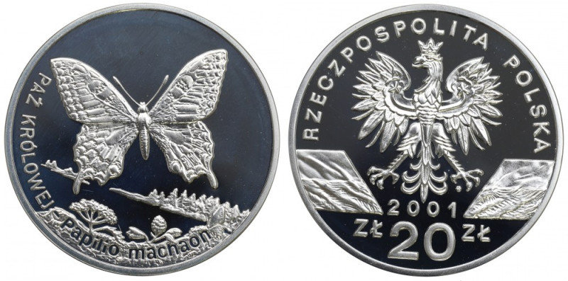 III RP, 20 złotych 2001 Paź królowej Smugi patyny. 
Grade: Proof-/Proof 

Pol...