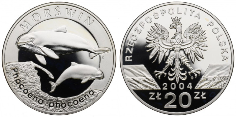 III RP, 20 złotych 2004 Morświn Piękny lustrzany egzemplarz..

Grade: Proof 
...