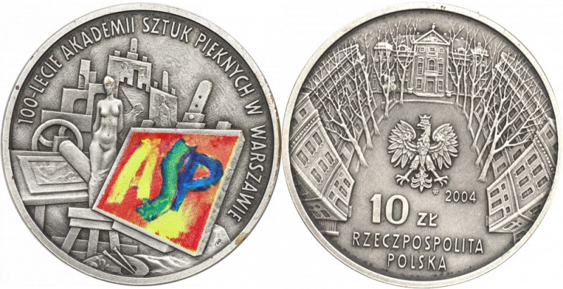 III RP, 10 złotych 2004 - 100-lecie ASP w Warszawie Menniczy egzemplarz. 
Grade...