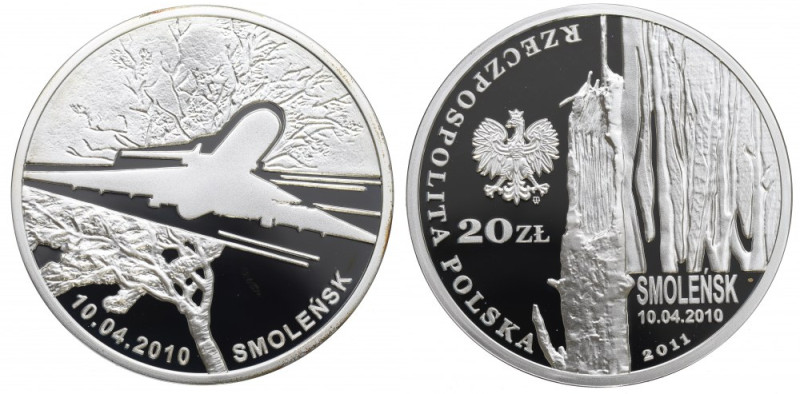 III RP, 20 złotych 2011 Smoleńsk Menniczy egzemplarz.

Grade: Proof 

Polen,...