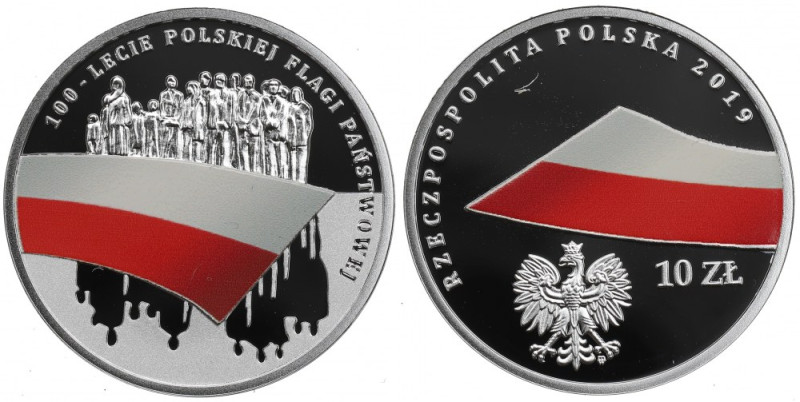 III RP, 10 złotych 2019 - 100-lecie flagi państwowej Poszukiwana i ceniona emisj...