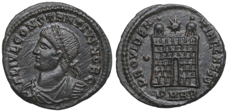 Roman Empire, Constantius II, Follis Heraclea Obiegowy egzemplarz, widoczne mani...