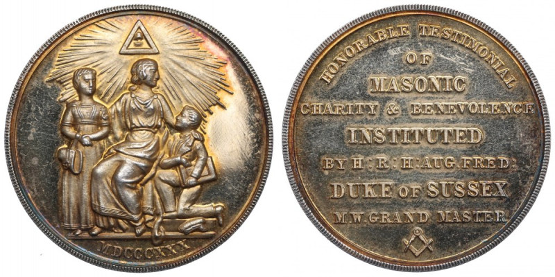 Anglia, Medal masoński 1830 Srebro, średnica 36 mm, waga 19,92 g. 
Grade: AU 
...