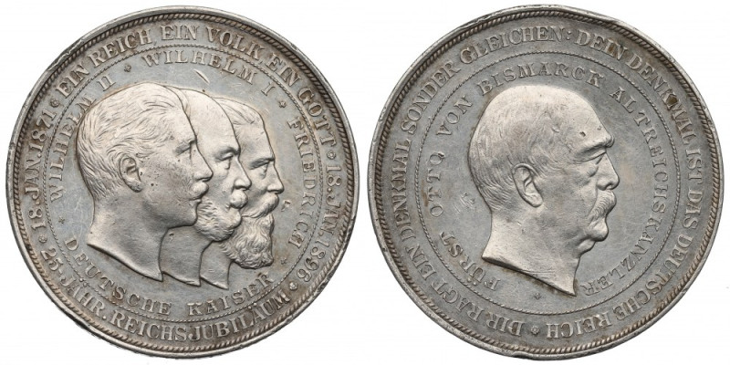 Niemcy, Medal 25-ta rocznica utworzenia Cesarstwa 1896 Rzadko spotykany w obiegu...