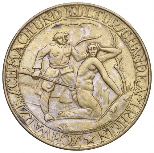 Niemcy, Republika Weimarska, medal satyryczny (1921) Egzemplarz z przetarciami s...