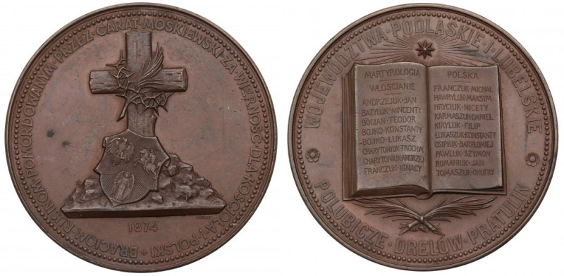 Polska, Medal upamiętniający Rusinów zamordowanych przez Carat, 1874 Bardzo ładn...