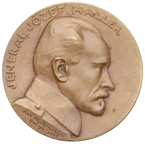 II RP, Medal gen. Haller 1919 Egzemplarz ładny, w patynie. Bardzo rzadki medal a...