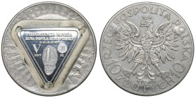 III RP, 10 złotówka II RP z kontrmarką na pamiątkę V wizyty Jana Pawła II w Polsce