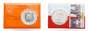 III RP, 10 złotówka II RP z kontrmarką na pamiątkę VI wizyty Jana Pawła II w Polsce