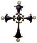Europa, Krzyżyk z brylantami, Faberge, z certyfikatem, złoto 14 k