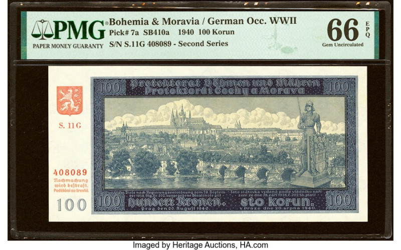 Bohemia and Moravia Protectorate of Bohemia and Moravia 100 Korun 1940 Pick 7a S...