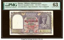 Burma Military Administration 10 Rupees ND (1945) Pick 28 Jhun5.11B.1 PMG Choice Uncirculated 63. Staple holes at issue. 

HID09801242017

© 2022 Heri...