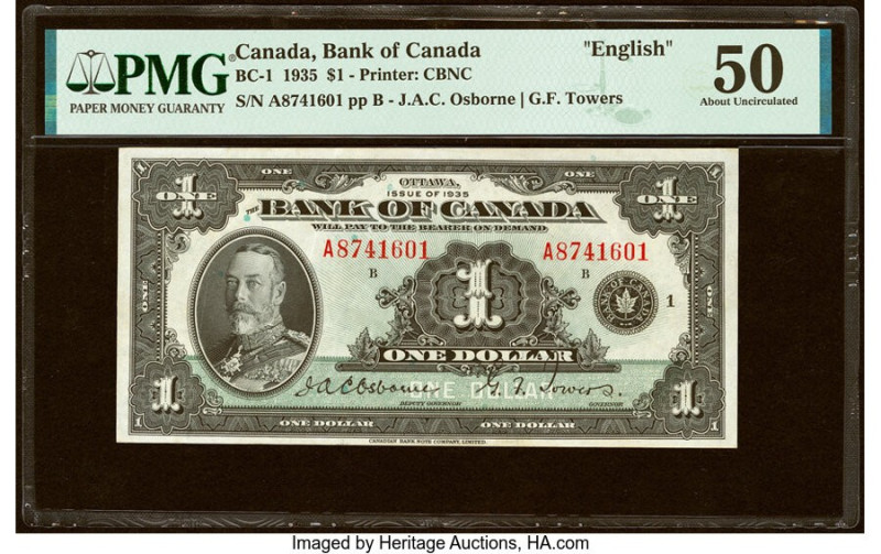 Canada Bank of Canada $1 1935 BC-1 PMG About Uncirculated 50. 

HID09801242017

...