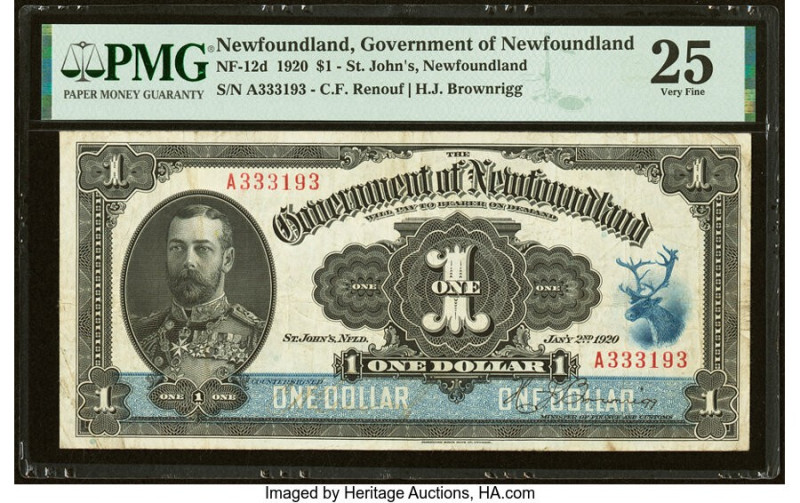 Canada Government of Newfoundland $1 2.1.1920 Pick Newfoundland A14 NF-12d PMG V...