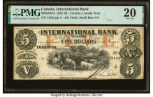 Canada Toronto, CW- International Bank of Canada $5 15.9.1858 Ch.# 380-10-10-16 PMG Very Fine 20. 

HID09801242017

© 2022 Heritage Auctions | All Rig...