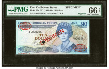 East Caribbean States Central Bank 10 Dollars ND (1985-93) Pick 23s Specimen PMG Gem Uncirculated 66 EPQ. One POC present. 

HID09801242017

© 2022 He...